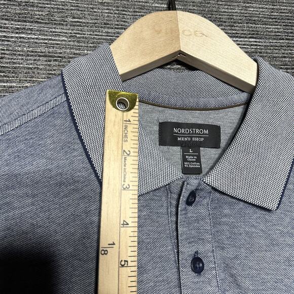 Nordstrom Polo Shirt Men's L Blue Short Sleeve Casual Stretch - Picture 4 of 9